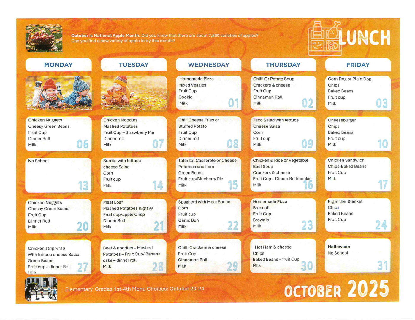 OCt Lunch Menu